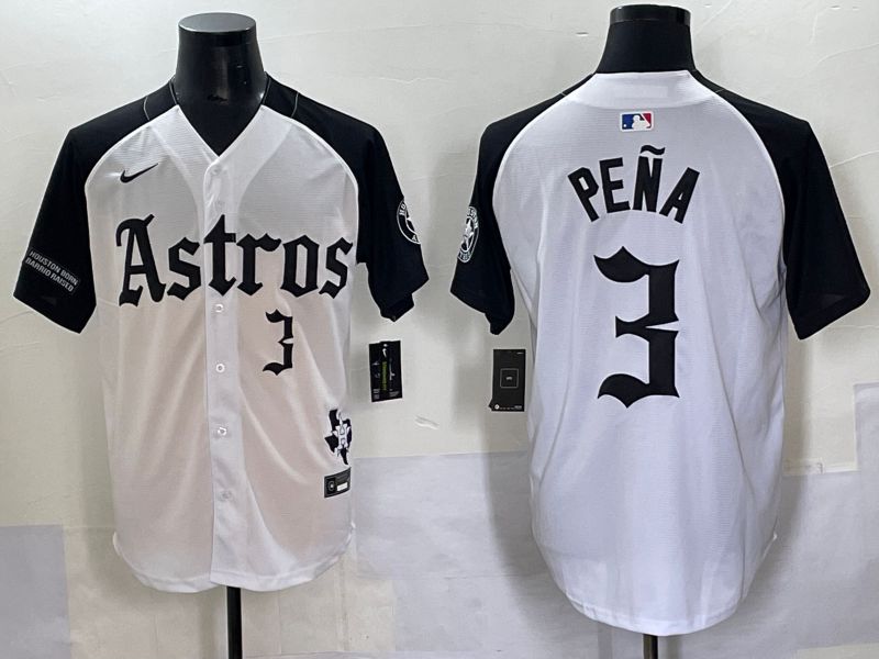 Men 2025 Houston Astros #3 Pena white black Five generations Joint Name Nike MLB Jersey style 7